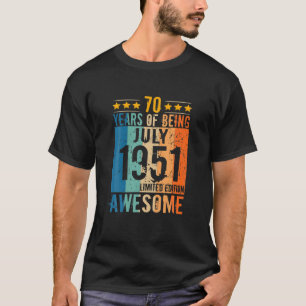 T-shirt 70 Ans D'Être Hommes Femmes Vintage Né Juillet 195