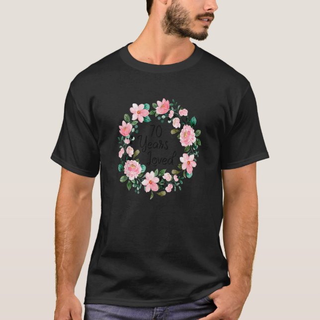T-shirt 70 ans Hommes aimés Femmes 7ans Floral 70e Bi (Devant)