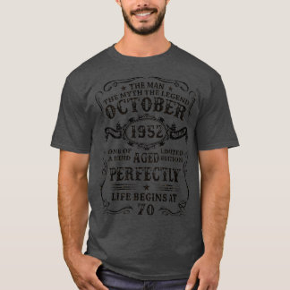 T-shirt 70 ans Octobre 1952 Homme Mythe Légende 70e Bir