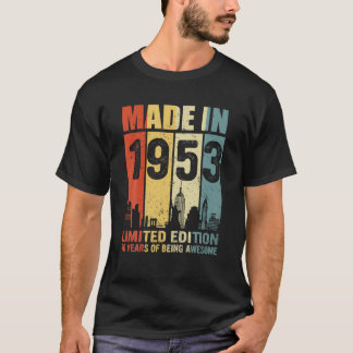T-shirt 70 Ans Retro Ville Vintage 1953 70E Anniversaire