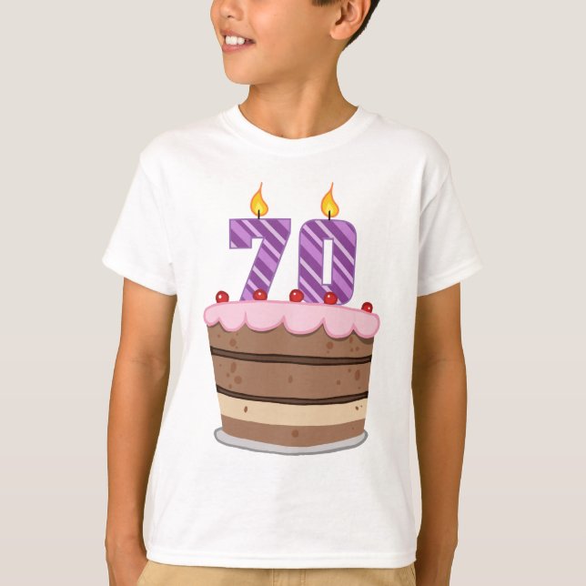 T-shirt 70 ans sur le gâteau d'anniversaire (Devant)