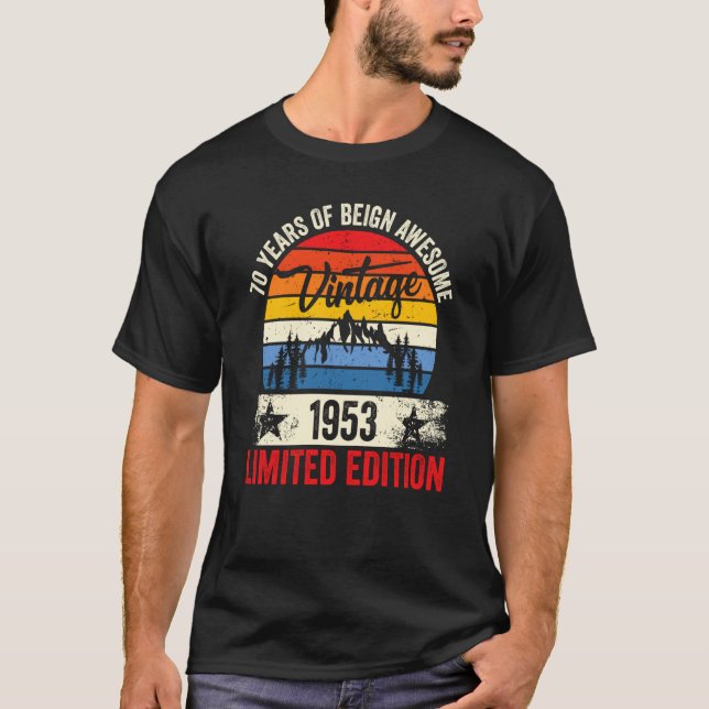 T-shirt 70 ans Vintage 1953 70e anniversaire (Devant)
