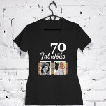 T-shirt 70 et Fabulous Gold Parties scintillant 2 Photo 70<br><div class="desc">70 et Fabulous Gold Parties scintillant 2 Photos 70e Anniversaire T-shirt noir. Le texte est en blanc. Ajoutez vos photos - vous pouvez utiliser une photo ancienne et nouvelle - avant et après les photos.</div>