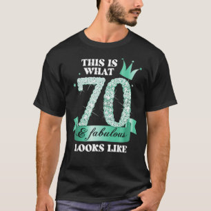 T-shirt 70 & Fabulous I Turquoise Black Party Group Photo