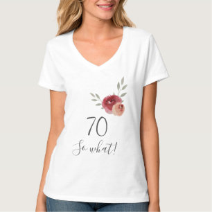 T-shirt 70e anniversaire amusant Script aquarelle Floral