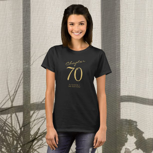 T-shirt 70e Anniversaire de fête Gold Script noir