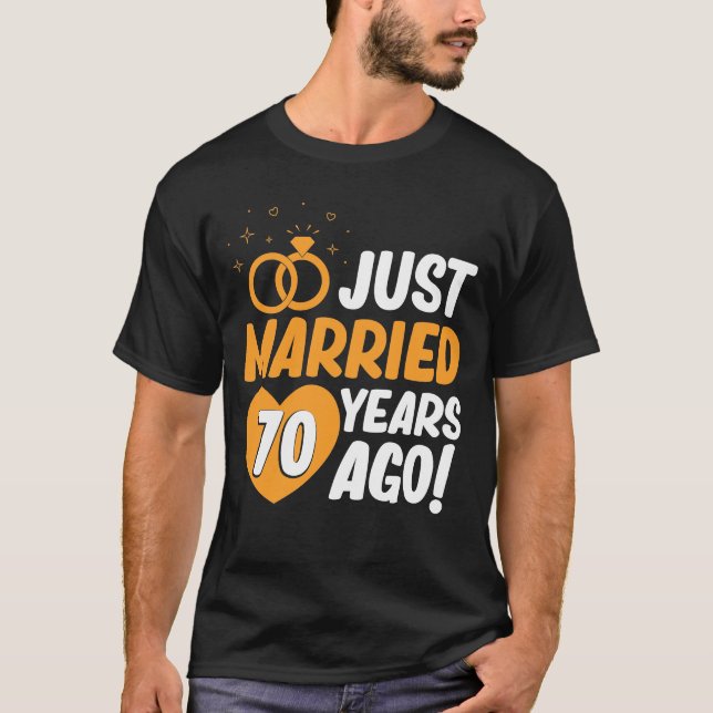 T-shirt 70e anniversaire de Mariage Cadeau pour 70 ans Cou
