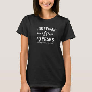 T-shirt 70E Anniversaire De Mariage Pour Sa Survie De 70 A