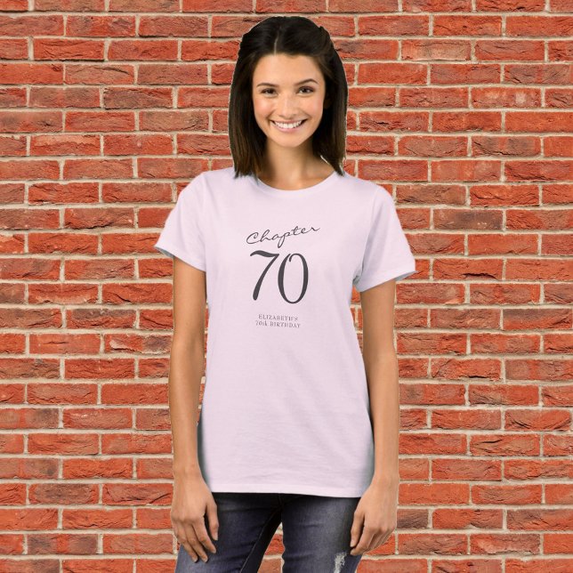 T-shirt 70e anniversaire fête Gris Script rose (Créateur téléchargé)