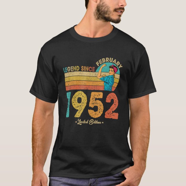T-shirt 70e anniversaire Février 1952 Légende depuis 1952  (Devant)