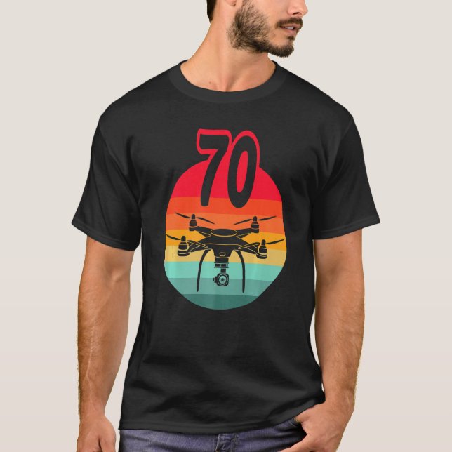 T-shirt 70e Anniversaire I Rétro Télécommande Drones Avec  (Devant)