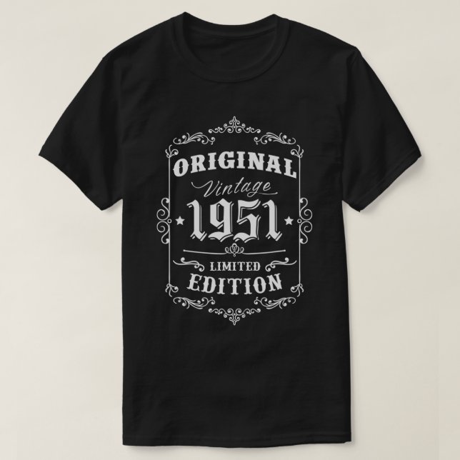 T-shirt 70e anniversaire idée cadeau, Né en 1951, Retro 70 (Design devant)