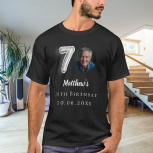 T-shirt 70e anniversaire noir argent photo