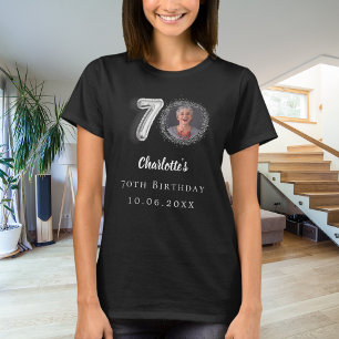 T-shirt 70e anniversaire noir argent photo