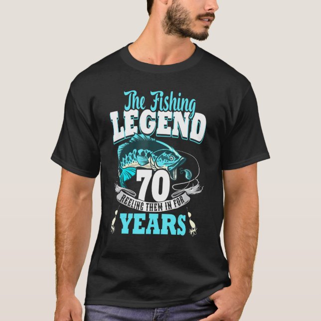 T-shirt 70e anniversaire pêche 70 ans vieux pêcheur 1953 3 (Devant)