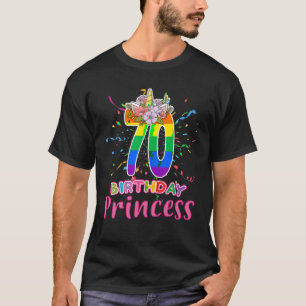 T-shirt 70e anniversaire Princesse Unicorn Couronne 70 ans