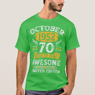 T-shirt 70e anniversaire vintage Octobre 1952 70 ans G