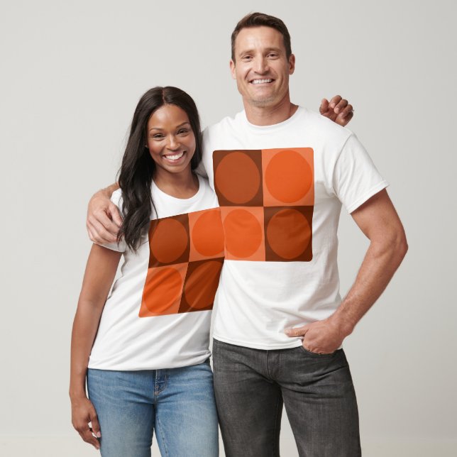 T-shirt 70s Checks and Circles Flame Orange (Unisexe)