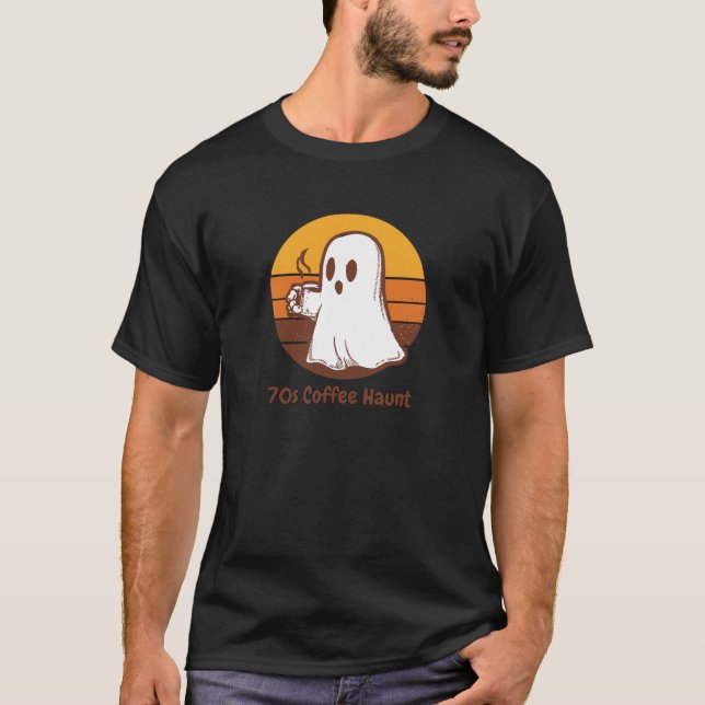 T-shirt 70s Retro Ghost Coffee Haunt (Devant)