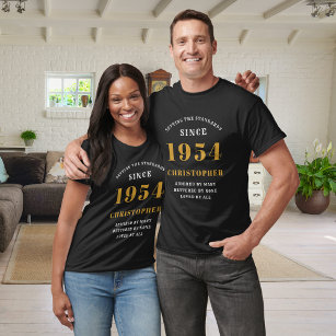 T-shirt 70th Birthday 1954 Ajouter Nom Black Gold Party