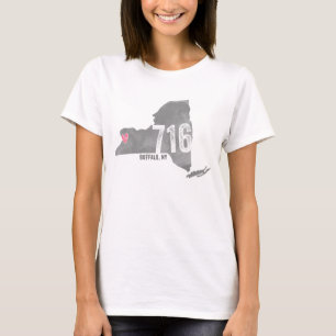 T-shirt 716 silhouette de l'état de Buffalo NY New-York de