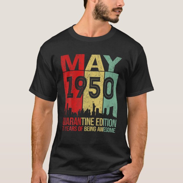 T-shirt 71 Ans 71E Anniversaire Hommes Femmes Mai 1950 Qua (Devant)