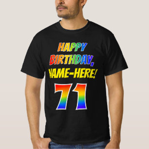 T-shirt 71e anniversaire — Bold, Fun, Rainbow 71, Nom pers