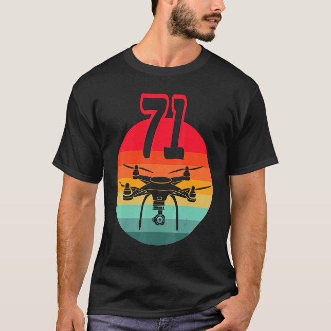 T-shirt 71st Birthday I Retro Remote Control Drones With C (Devant)