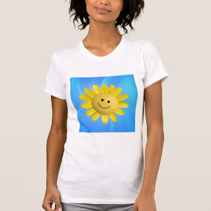 T-SHIRT 720227 HEUREUX SOLEIL FLEURS SMILIE VISAGE CARTOON