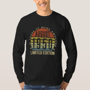 T-shirt 72 ans Awesome depuis août 1950 72e anniversaire