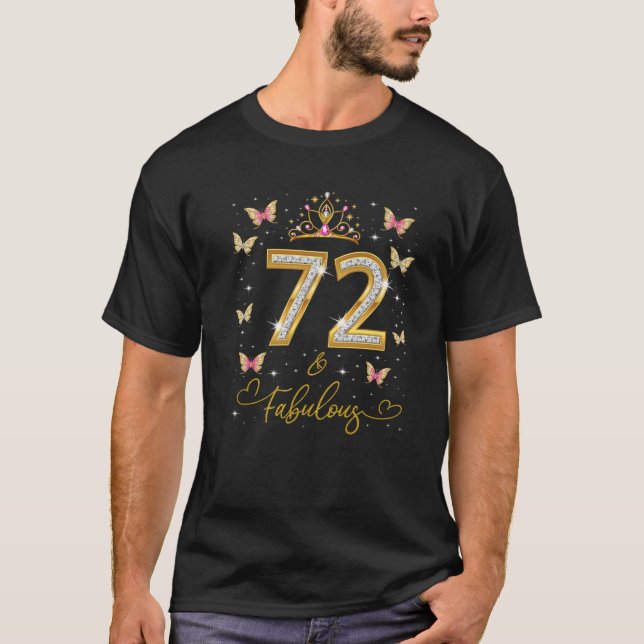 T-shirt 72 Et Fabuleuse Femmes De 72 Ans 72E Anniversaire  (Devant)