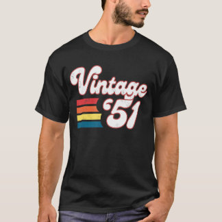 T-shirt 72E Anniversaire Femmes Hommes Nés En 1951 Anniver