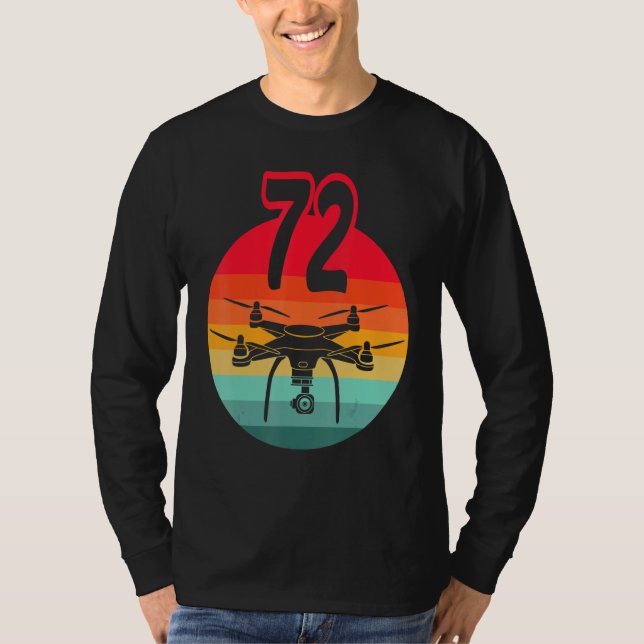 T-shirt 72e Anniversaire I Télécommande Rétro Drones Avec  (Devant)