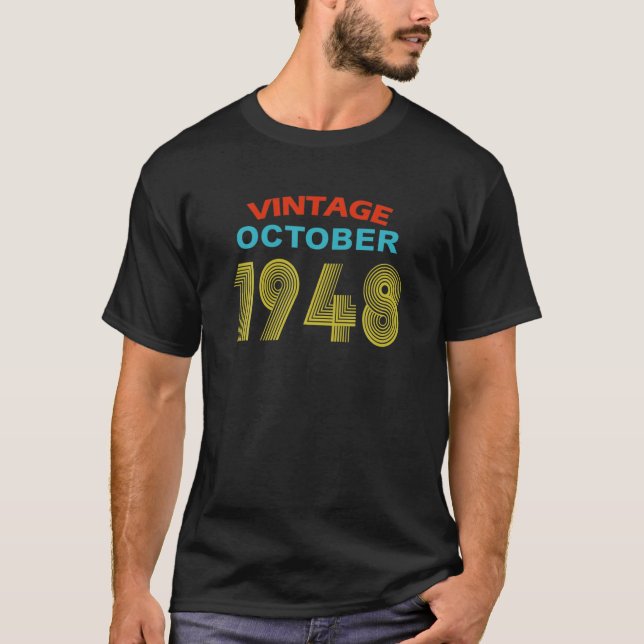 T-shirt 73 Anniversaire Vintage Octobre 1948 (Devant)