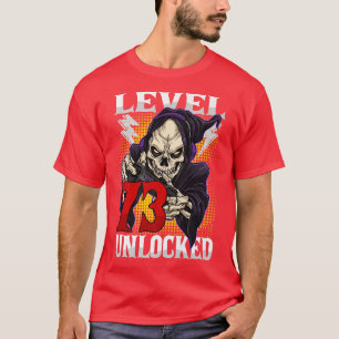 T-shirt 73e Anniversaire Gamer Squelette Niveau 73 Gam dév