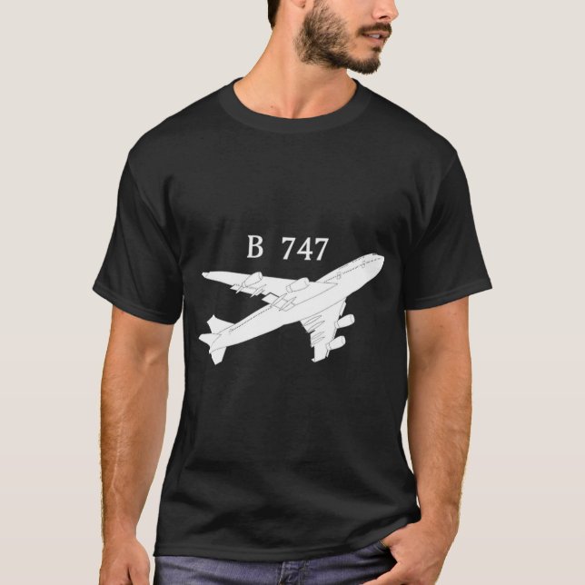 T-shirt 747 Avion Chemise dessinée à la main Graphique TSh (Devant)
