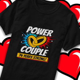 T-shirt 74 ans Comic Super Power Couple 74e anniversaire