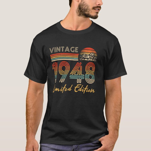 T-shirt 74 ans Vintage 1948 74e anniversaire (Devant)