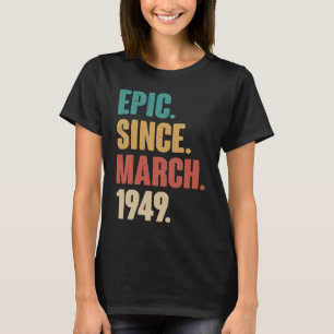 T-shirt 74 Ans Vintage 1949 Anniversaire 74e Décoration