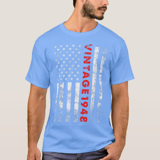 T-shirt 74 Year Old Gifts Vintage 1948 American Flag 74th