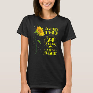 T-shirt 74e anniversaire 74 ans tournesol né janvier