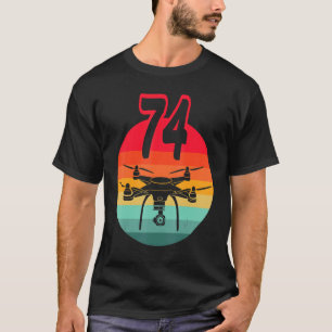 T-shirt 74e Anniversaire I Télécommande Rétro Drones Avec 