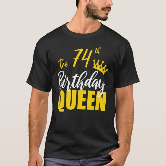 T-shirt 74e anniversaire Reine Joyeux Anniversaire Fami (Devant)
