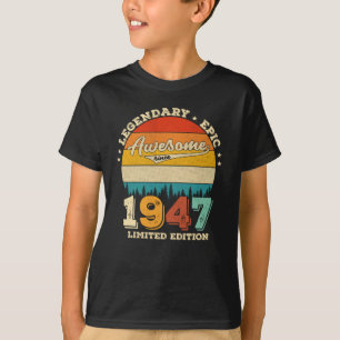 T-shirt 75 ans Awesome depuis 1947 75e anniversaire Cadeau