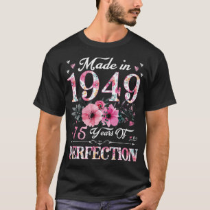 T-shirt 75 Ans Fabriqué En 1949 Floral 75E Anniversaire Ca