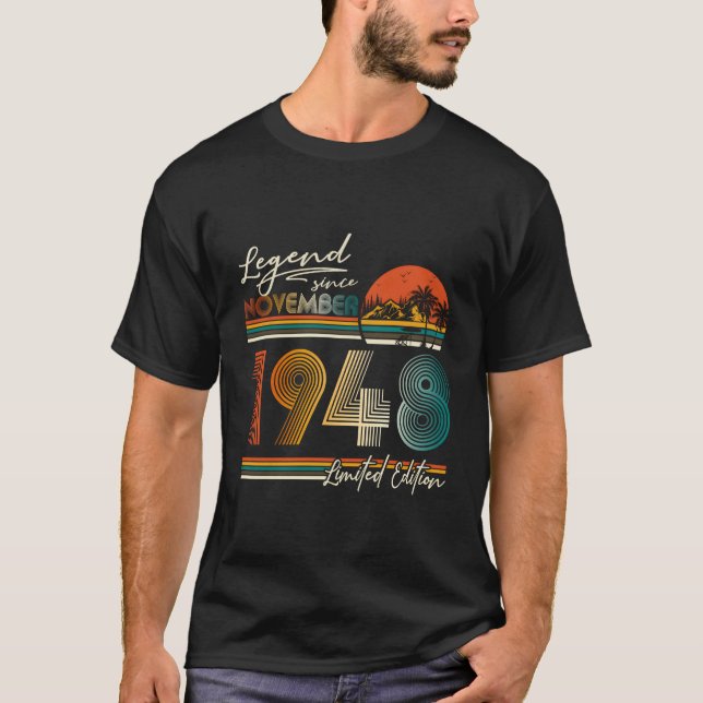T-shirt 75 Ans Légende Depuis Novembre 1948 75E Naissance (Devant)