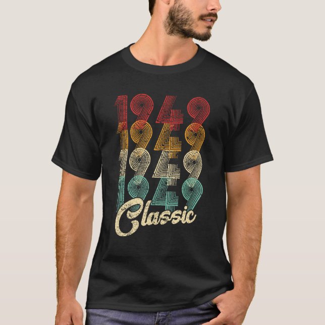 T-shirt 75e anniversaire Cadeau classique 1949 75 ans (Devant)