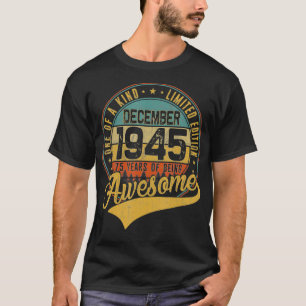 T-shirt 75e anniversaire Cadeau Retro Décembre 1945 75 ans
