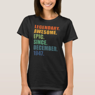 T-shirt 75e anniversaire Décembre 1947 Hommes et Femmes 75