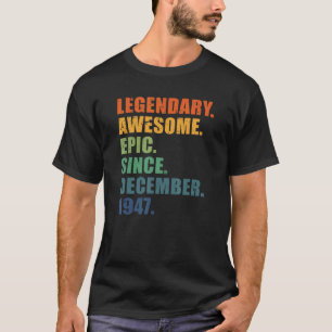 T-shirt 75e anniversaire Décembre 1947 Hommes et Femmes 75